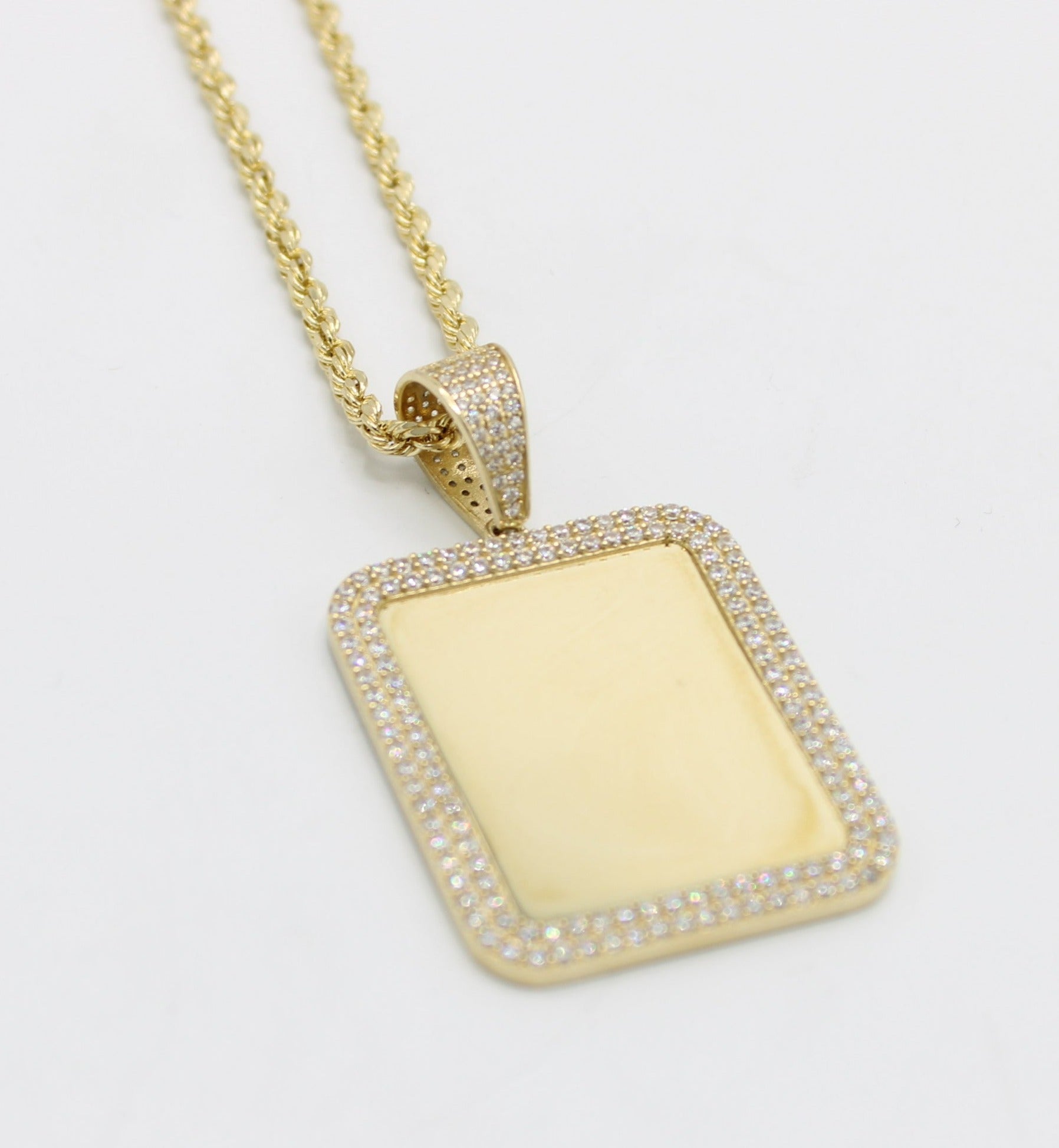 14K Big Angel Pendant Cz Stones With Semi-Solid Flat Cuban Chain Yello –  Alex Diamond Jewelry