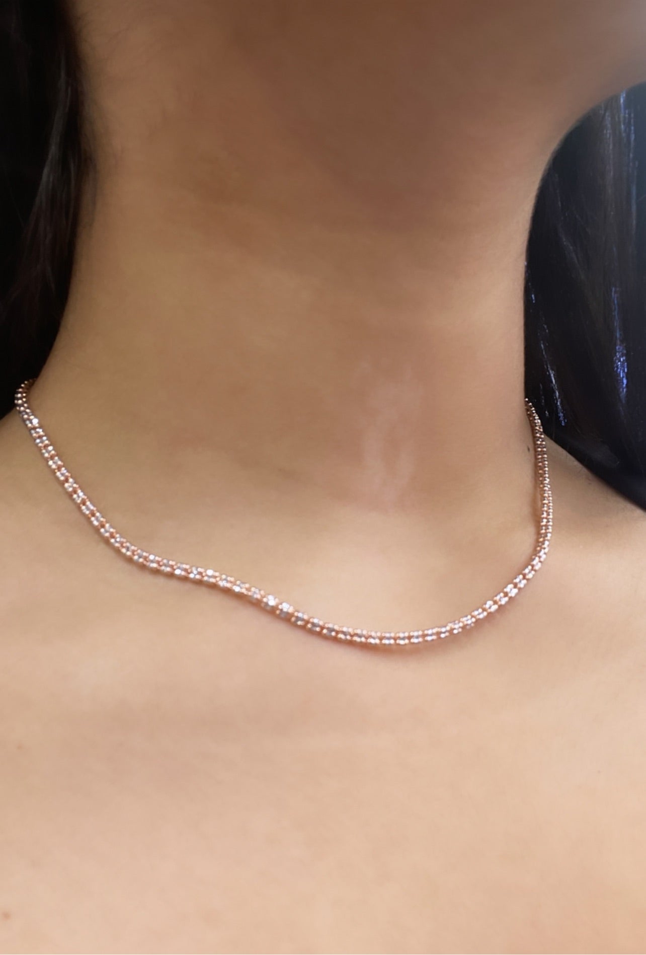 Diamond V Necklace, 14K Rose / 16 in.