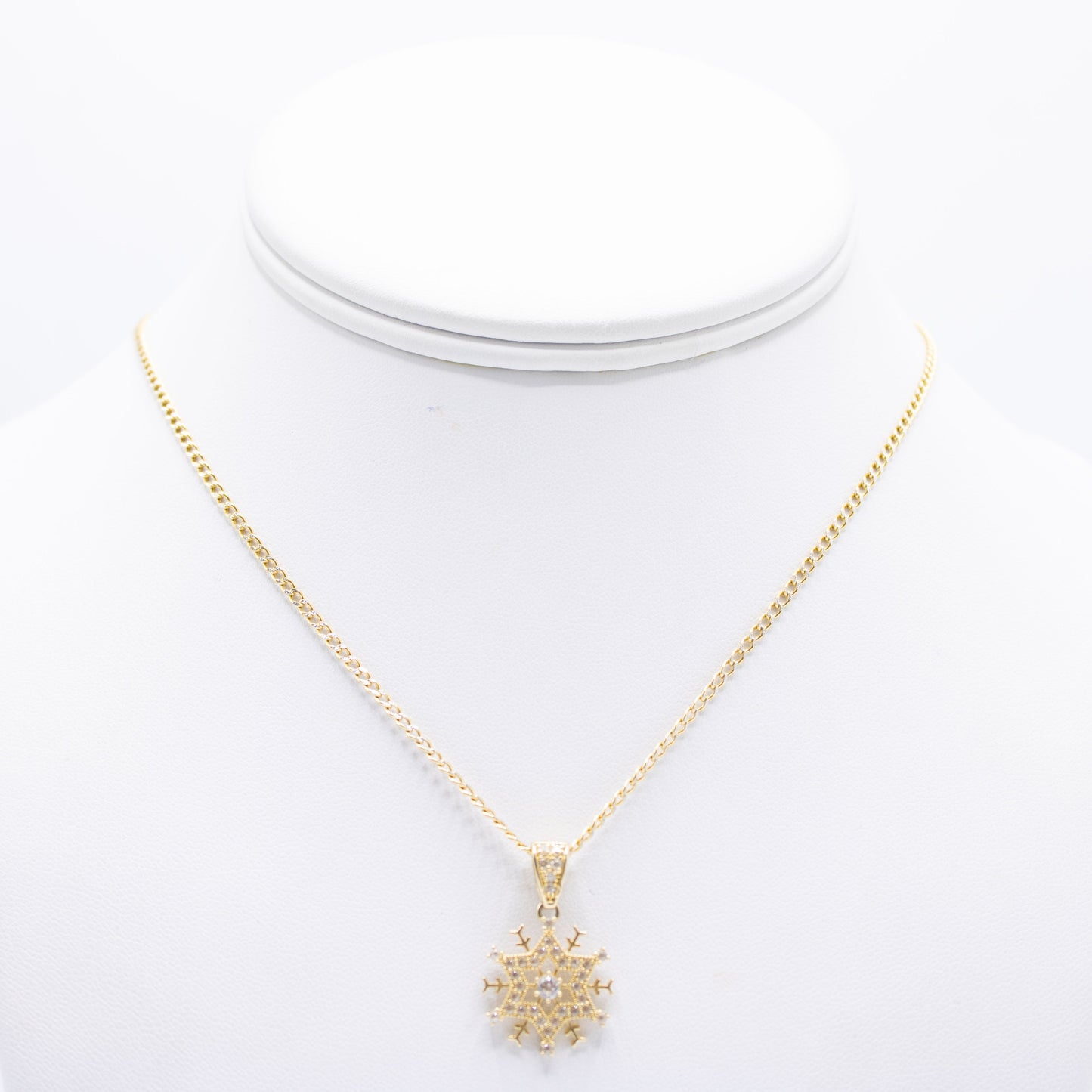 14K Snowflake Pendant Cz with Cuban Chain Yellow Gold