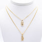 14K Set Cuban Chains with teddy bear - initial Pendant Cz Stones Yellow Gold