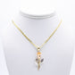 14K rose three tones pendant with Solid Flat Cuban Chain Yellow Gold