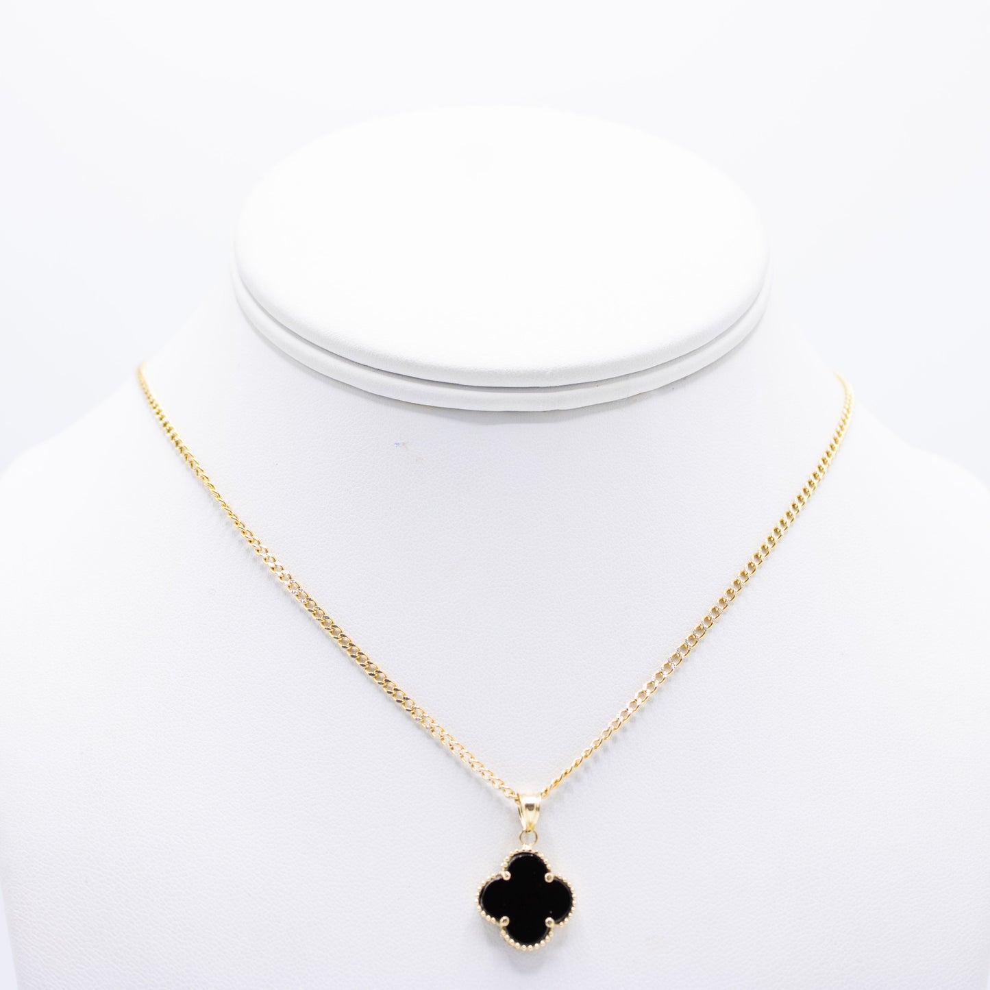 14K Black exotic Trebol Pendant with Cuban Chain  Yellow Gold