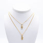 14K Set Cuban Chains with teddy bear - initial Pendant Cz Stones Yellow Gold