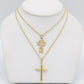 14K Set Rope Chains with Divino Nino - Cross Pendant Cz Stones Yellow Gold