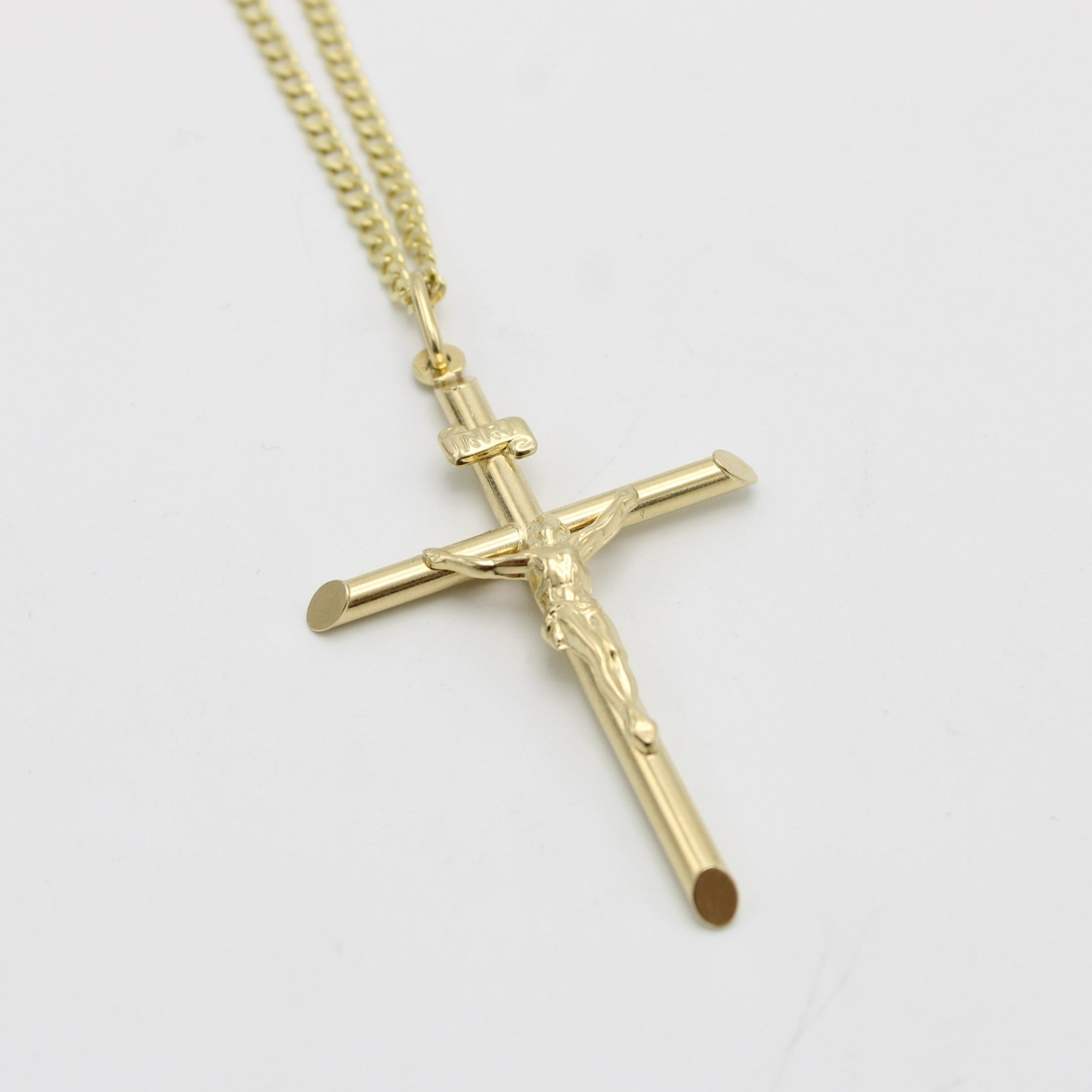 Crucifix Pendant and Cuban purchases gold chain