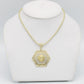 14K Medusa Pendant Cz Stones With Ice Chain Yellow Gold