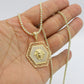 14K Medusa Pendant Cz Stones With Ice Chain Yellow Gold