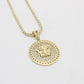 14K Medusa Pendant Cz Stones With Ice Chain Yellow Gold