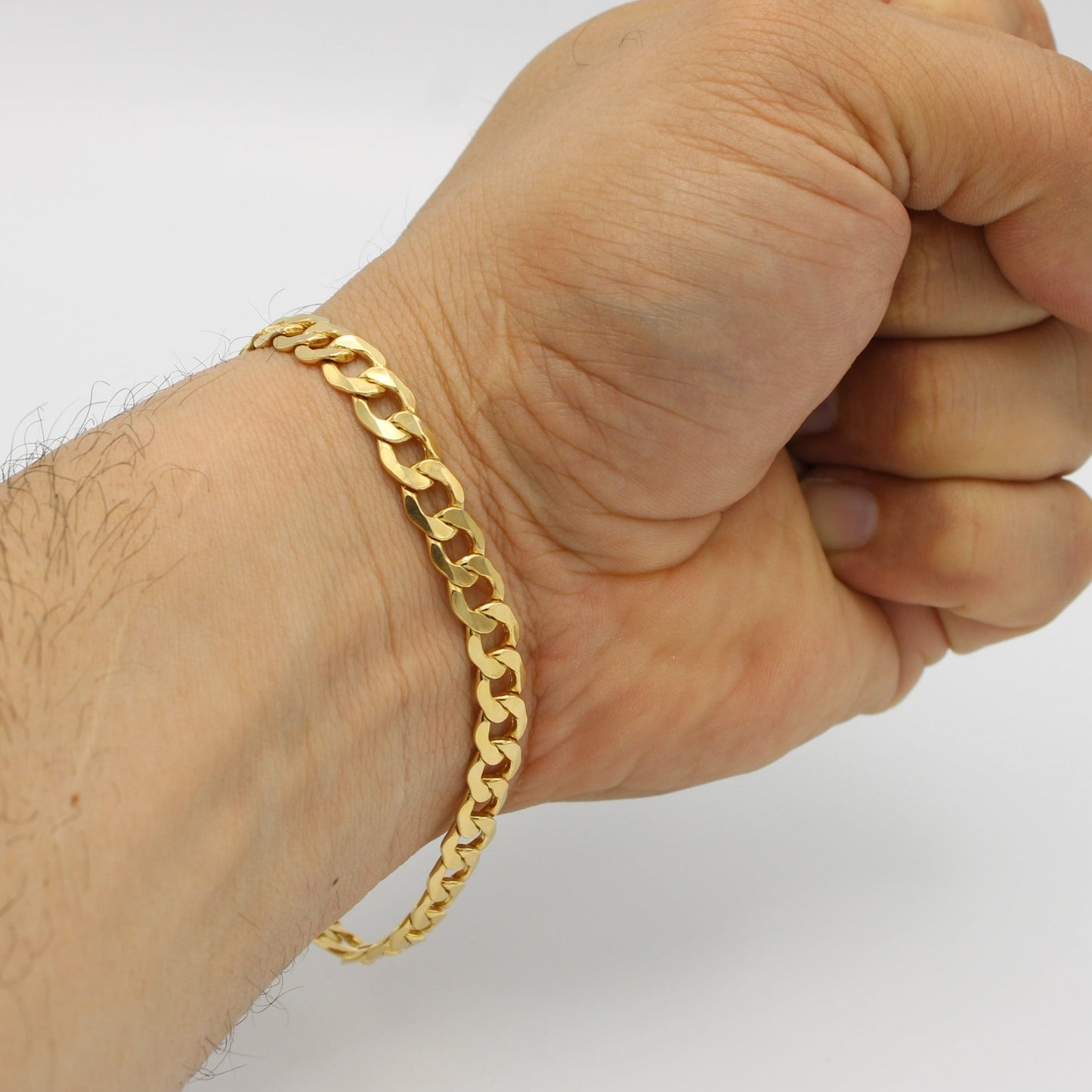 Offer $1,210.00 Semi-Solid Flat Cuban Bracelet Yellow Gold