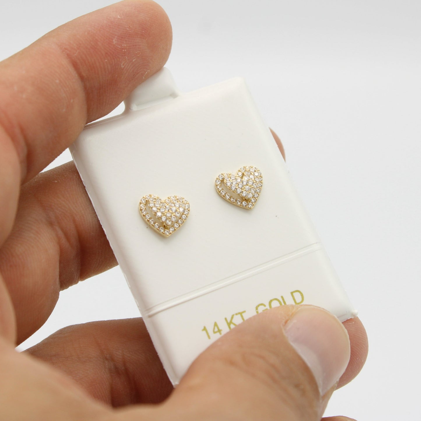 Offer $184.99 Heart Earrings Cz Stones Yellow Gold