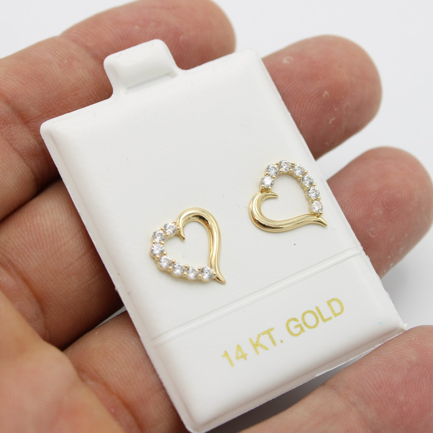 Offer $179.99 Heart Earrings Cz Stones Yellow Gold