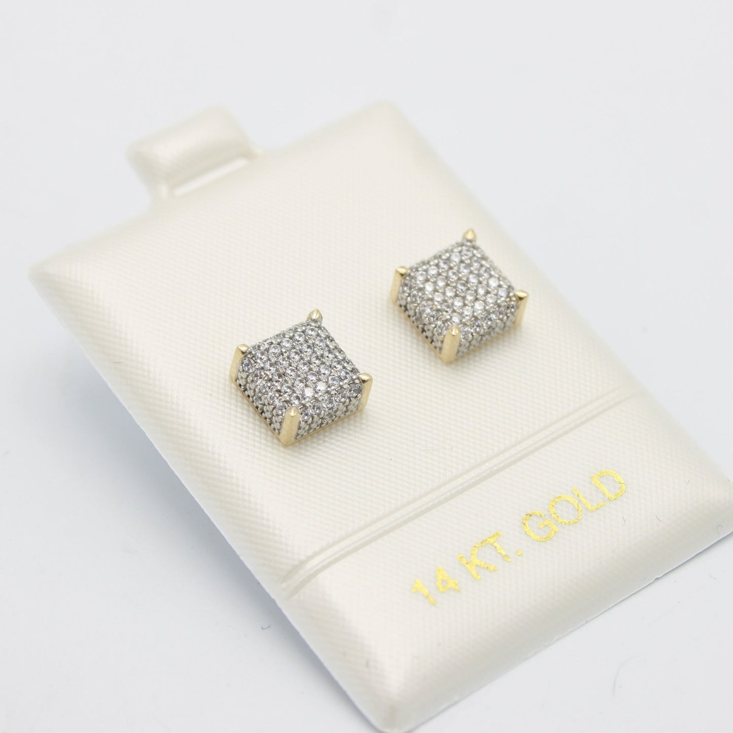 Offer  $264.99 Squeare Earrings Cz Stones Yellow Gold