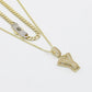 Combo 14K Monaco Choker With Initail Name Pendant with Ice Chain Yellow Gold