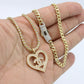 Combo 14K Monaco Choker With Fancy Heart Pendant with Ice Chain Yellow Gold
