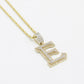 14K Initial Name Pendant Cz Stones With Rope Chain Yellow Gold