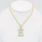 14K Initial Name Pendant Cz Stones With Rope Chain Yellow Gold