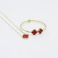 14K Fancy Chain With Bangle ( Red ) Yellow Gold