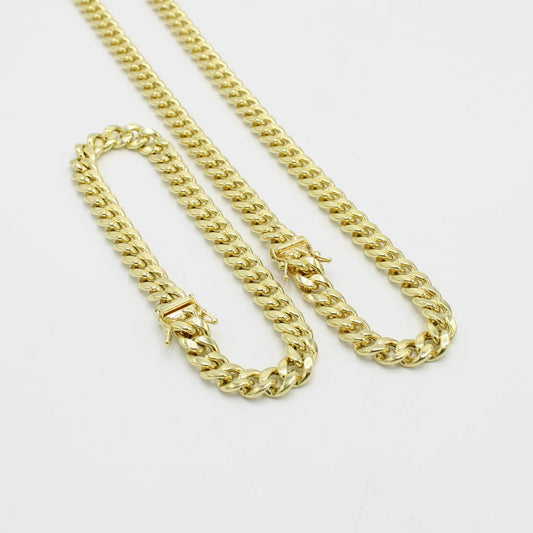 14K Miami Cuban Chain with Miami Cuban Bracelet Yellow Gold