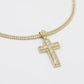 14K Monaco Choker Full Cz Stones With Cross Pendant Yellow Gold