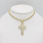 14K Monaco Choker Full Cz Stones With Cross Pendant Yellow Gold