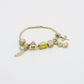 14K Bangle With Charms Cz Stones Yellow Gold