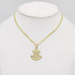 14K Anchor Pendant  With Flat Cuban Chain Yellow Gold