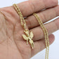 14K Angel Pendant With Rope Chain Yellow Gold