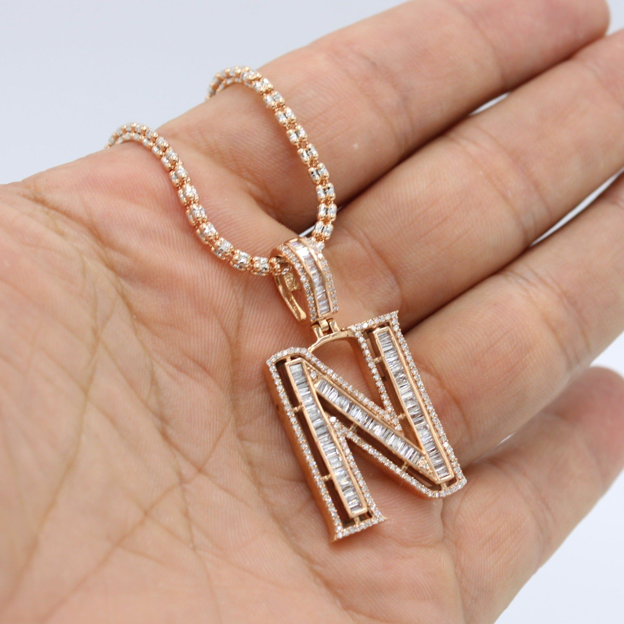 Baguette sales initial necklace