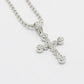 14K VS Diamond Cross Pendant With Moon Cut Chain White Gold