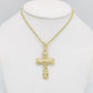 14K Cross Pendant  With Rope Chain Yellow Gold