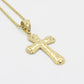 14K Cross Pendant  With Rope Chain Yellow Gold