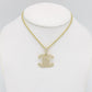 14K Fancy Pendant Cz Stones With Rope Chain Yellow Gold