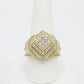 14K 3D Dising Round Men's Ring Cz Stones Yellow Gold