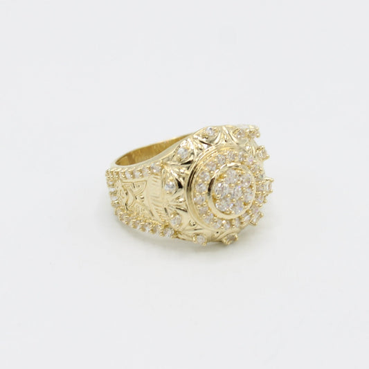 14K Round Men's Ring Cz Stones Yellow Gold