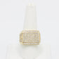 14K Square Men's Ring Cz Stones Yellow Gold