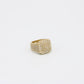 14K Square Men's Ring Cz Stones / Baguette Yellow Gold