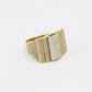 14K Square Men's Ring Cz Stones / Baguette Yellow Gold