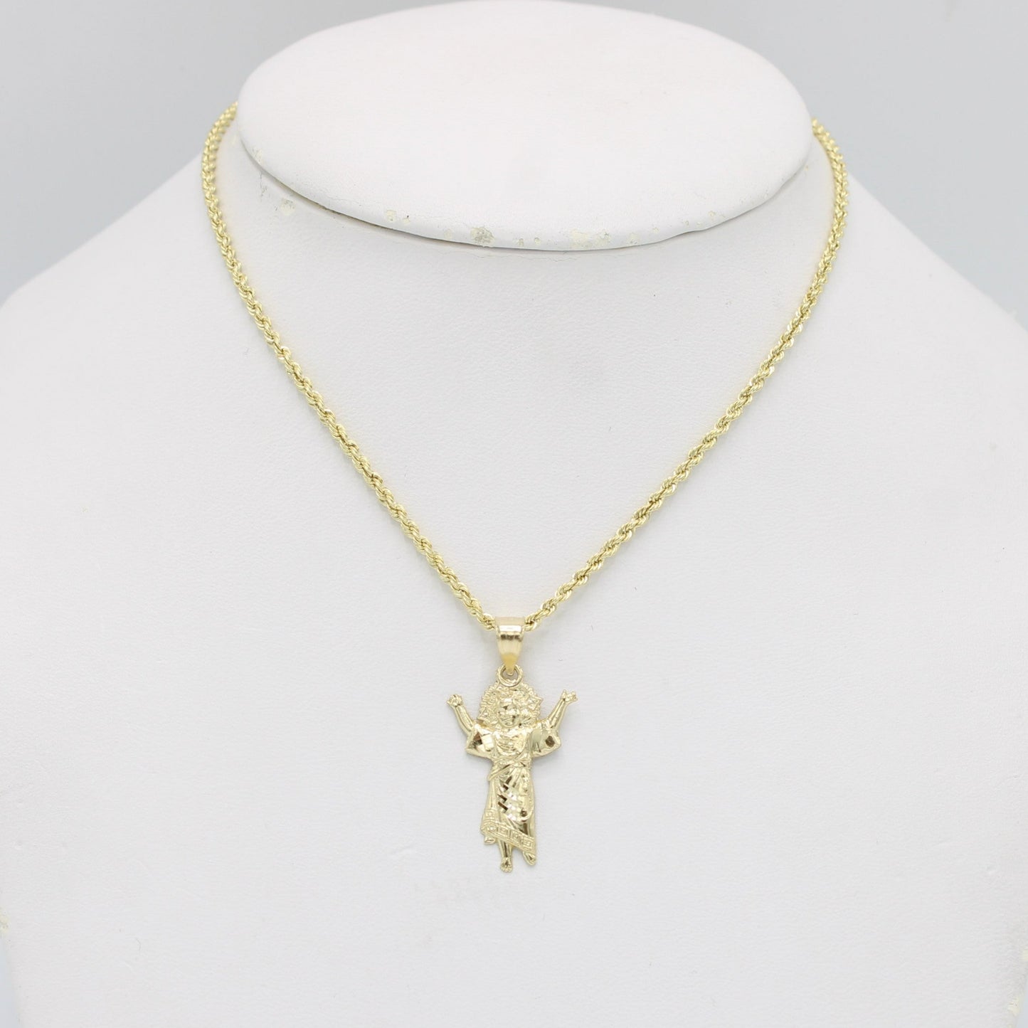 14K Divino Niño Pendant Rope Chain Yellow Gold