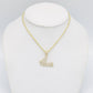 14K Love Pendant Cz Stones With Rope Chain Yellow Gold