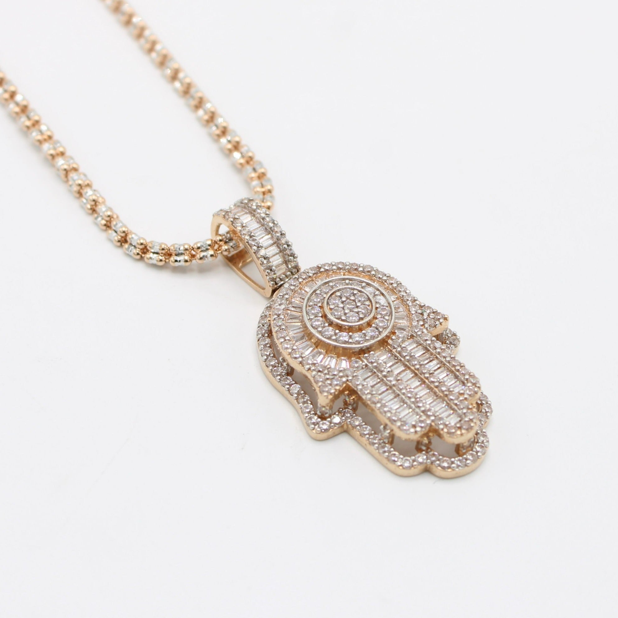 Rose gold diamond cz pandent purchases and chain