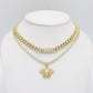 14K Cuban Choker with Medusa Pendant with Ice Chain Yellow Gold