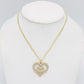 14K Heart Pendant Cz Stones with Cuban Chain Yellow Gold