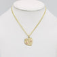 14K Doble Heart Pendant Two Tones with Cuban Chain Yellow Gold