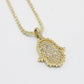 VS Diamond / Baguette Hamsa Pendant with Ice Chain Yellow Gold