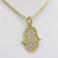 VS Diamond / Baguette Hamsa Pendant with Ice Chain Yellow Gold