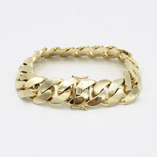 14K Semi Solid Cuban Bracelet Yellow Gold