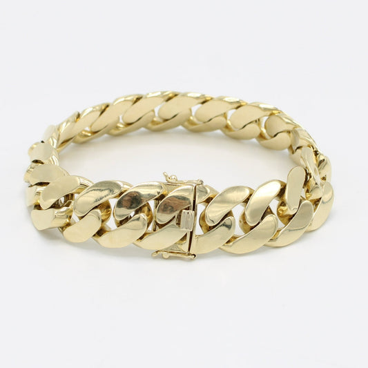 14K Semi Solid Cuban Bracelet Yellow Gold