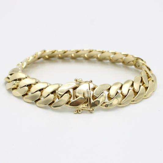 14K Semi Solid Cuban Bracelet Yellow Gold