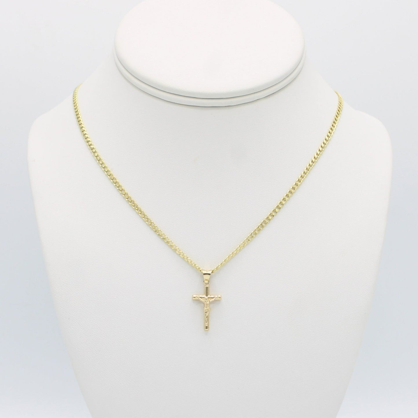 14K Cross Pendant with Cuban Chain Yellow Gold