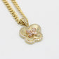 14K Butterfly Pendant with Miami Cuban Chain  Yellow Gold